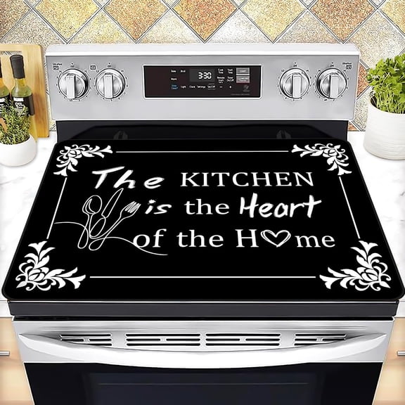 Stove Top Cover for Electric Stove 28 "x 20 ", The Kitchen Is the Heart of the Home Heat Resistant Glass Top Stove Cover Protector, Glass Cooktop Covers, Kitchen Flat Electric Stove Top Covers