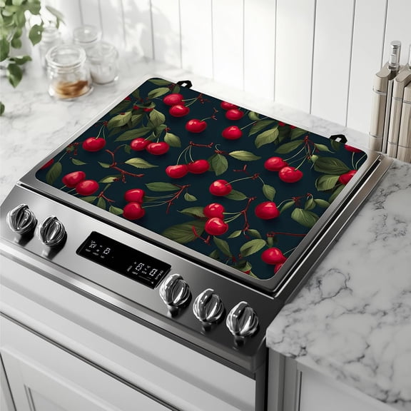 Stove Top Cover for Electric Stove Protector,Cherry Red Fruit Heat Resistant Glass Top Stove Cover Protector Ceramic Countertop Decoration Pad for Kitchen Top Covers 28'''' x 20''''