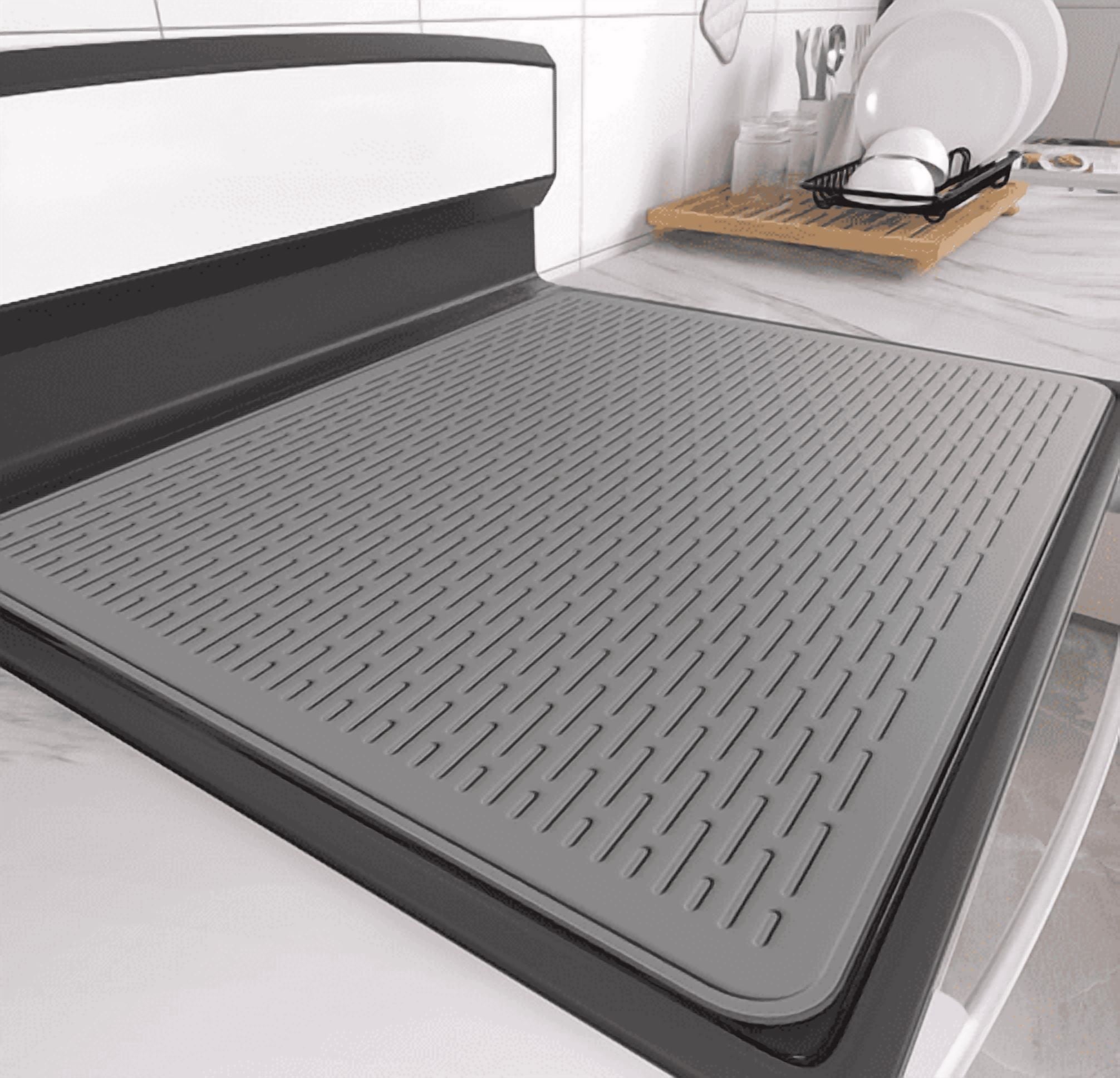 Stove Top Cover for Electric Stove- Range Covers for Electric Stove,Silicone XXL Dish Drying Mat, Glass Cooktop Covers, Flat RV Range top Mats (Gray, 28"x21")
