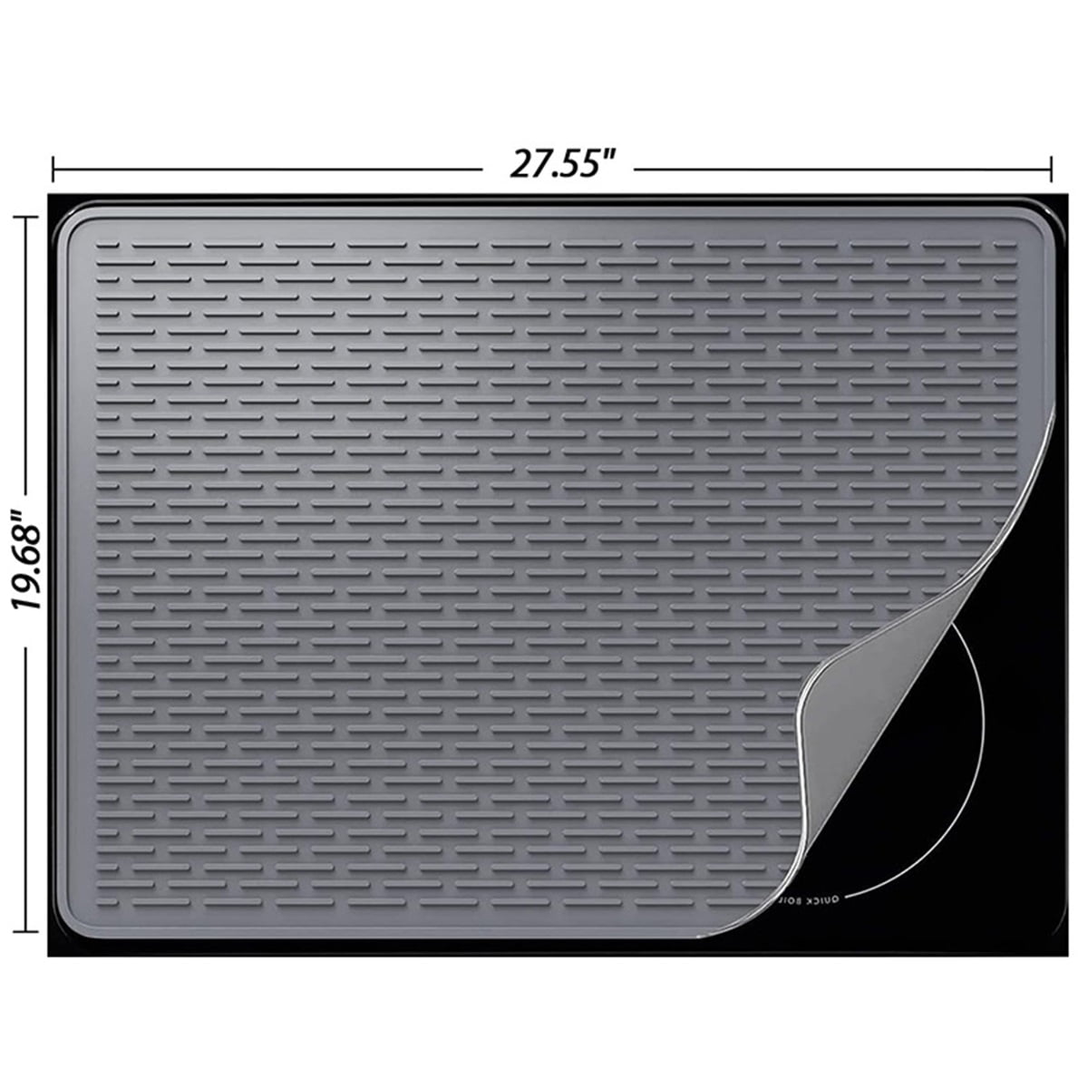 Stove Top Cover for Electric Stove - Silicone Stove Mat for Glass Top, Glass Cooktop Protector, XL Dish Drying Mats For Kitchen,Oven Covers for Electric Stove (Gray,28 x 20)