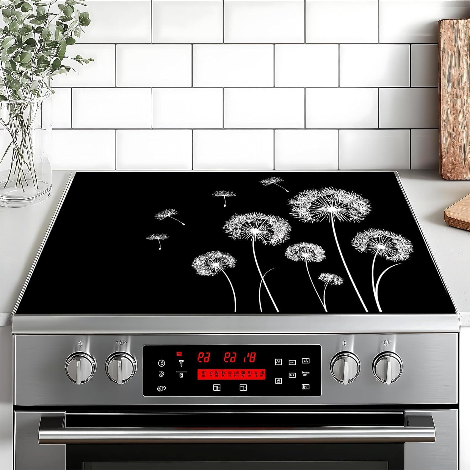 Stove Top Cover Flower Gas Stove Top Cover for Home Decoration Kitchen Pad Non-Stick Washable Cooktop Covers Countertop Protector Keep Stove Clean (Dandelion, 28L"x20W")