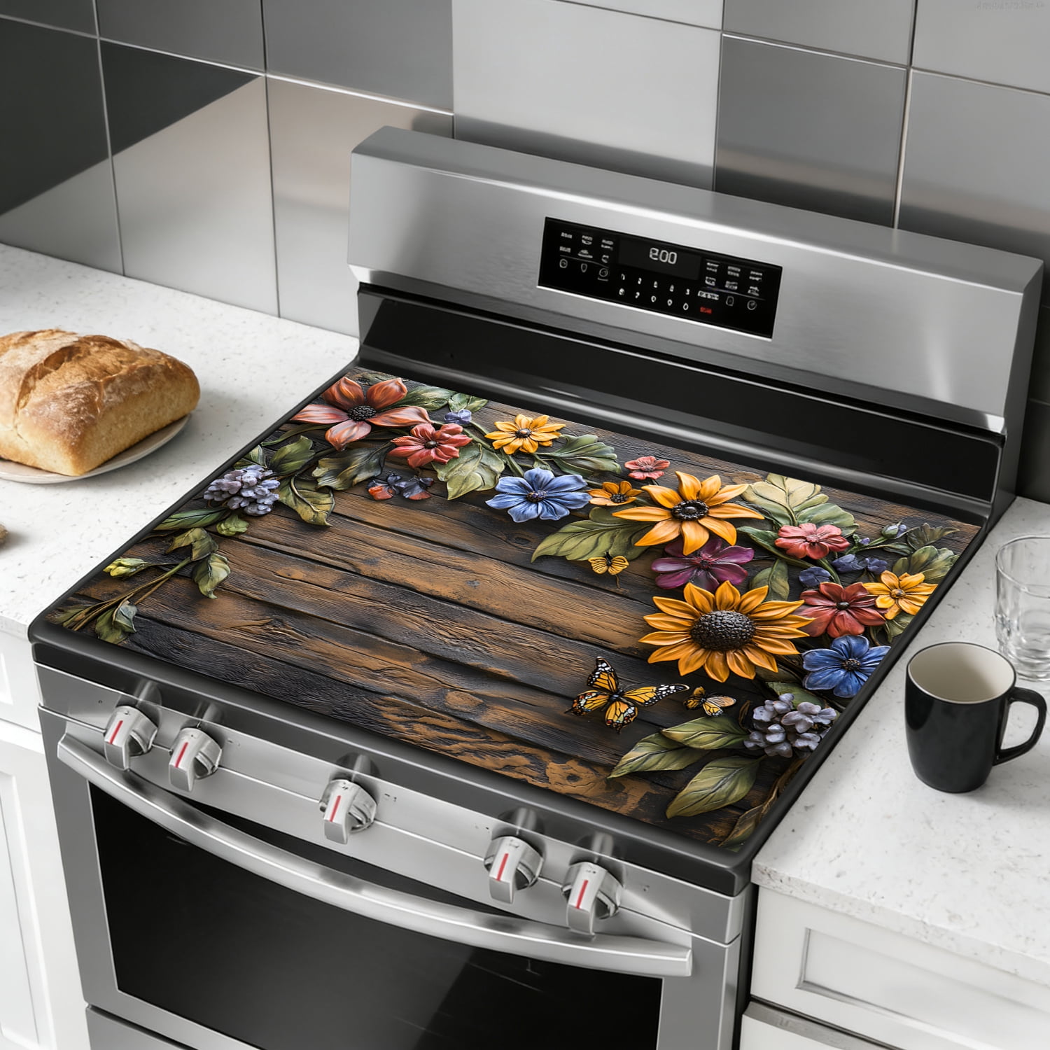 Stove Top Cover Glass Cooktop Heat Resistant Cover,Ceramic Stove Top Covers Mat Prevents Scratching Stoves/Counter/Washer Protector, 28x20 in