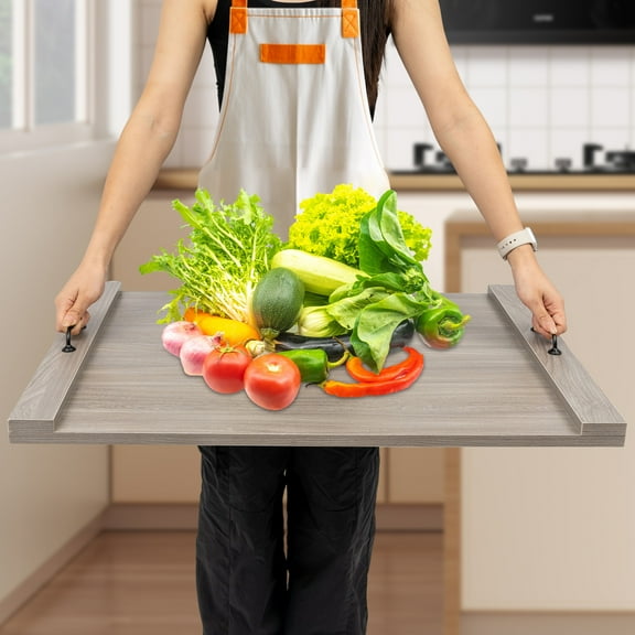 Stove Top Cover with Handles, 30x22 Inches Solid Wood Panel, Space-Saving, Anti-Scratch, Durable, Easy-to-Clean, Perfect for Kitchen, RVs & Small Apartments