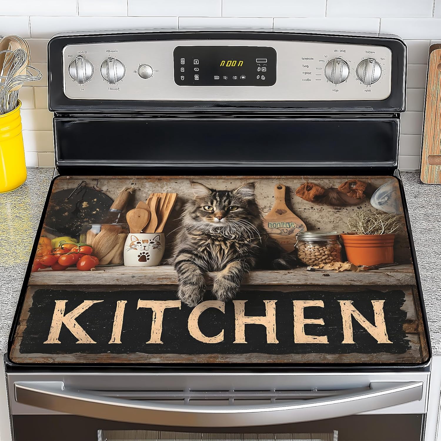 Stove Top Cover for Electric/Glass Stove, Flat Top Cooktop Protector, Electric Cooktop Cover, Extra Counter Space for Kitchen (KITCHEN Cat)