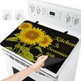thumbnail image 1 of Stove Top Cover for Electric Stove 28.5" x 20.5" Sunflower Washable Rubber Stove Protector Keep Stove Clean with 2 Hooks Black And Yellow, 1 of 6