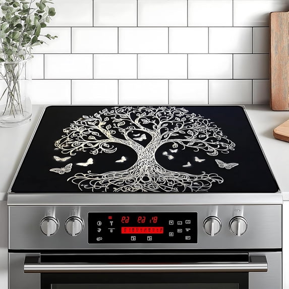 Stove Top Cover for Home Decoration Kitchen Pad Non-Stick Washable Cooktop Covers Countertop Protector Keep Stove Clean 28"x20" (Tree of Life-3)