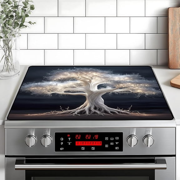 Stove Top Cover for Home Decoration Kitchen Pad Non-Stick Washable Cooktop Covers Countertop Protector Keep Stove Clean 28"x20" (Tree of Life-4)