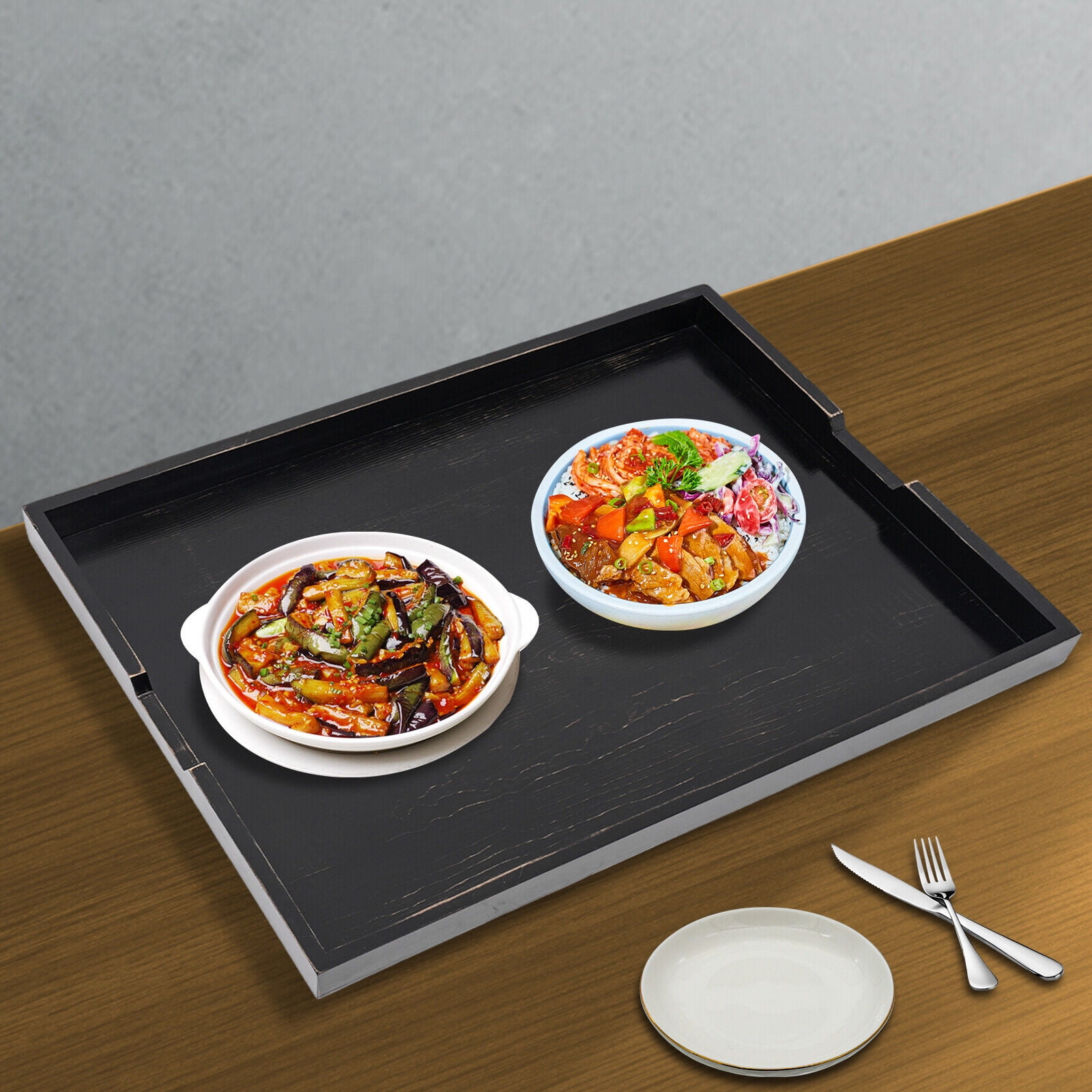 Stove Top Covers for Electric/Gas Stove Top, Noodle Boards for Electric Stove Top Large Serving Tray Stove Top Cutting Board 29.5" x 22" Wood Stove Covers for Gas Stove Top (Black)