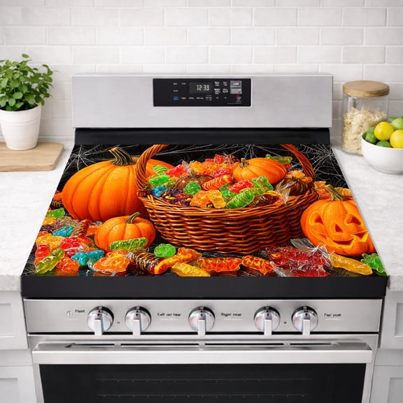 Stove Top Covers for Electric Glass Ceramic Stove, Halloween Range Stovetop Mat, Non‑Stick Heat Resistant Cooktop Protector for Kitchen RV Countertop 19.6x31.4 Inch