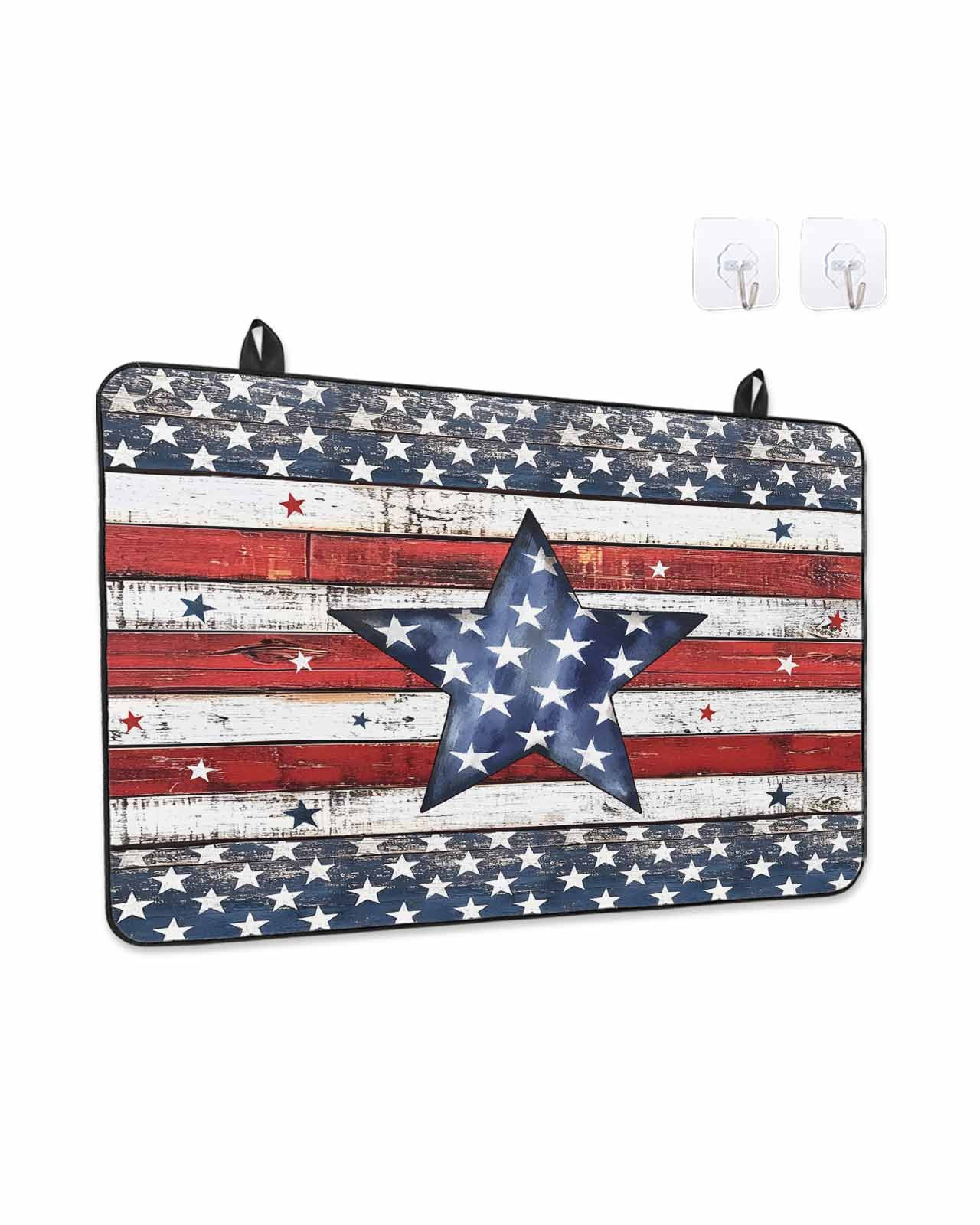 Stove Top Covers for Electric Stove 24x21 Inches, 4th of July Star Heat Insulation Fireproof Glass Cooktop Protector, Independence Day American Flag Vintage Countertop Stovetop Cover for Kitchen