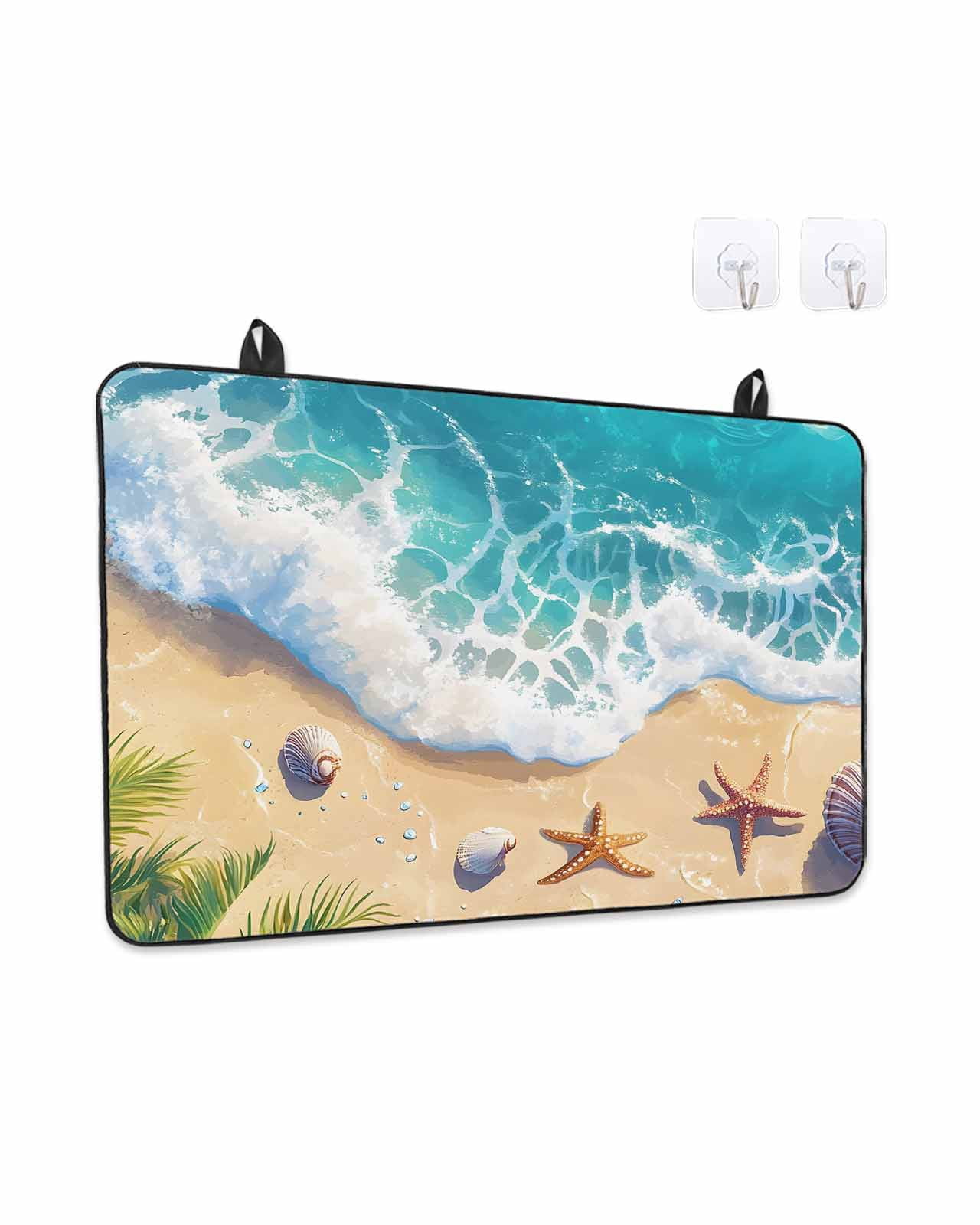 Stove Top Cover For Electric Glass Cooktops - Extra Thick Natural Rubber Protector 28.5'' X 20.5'' With Starfish Design
