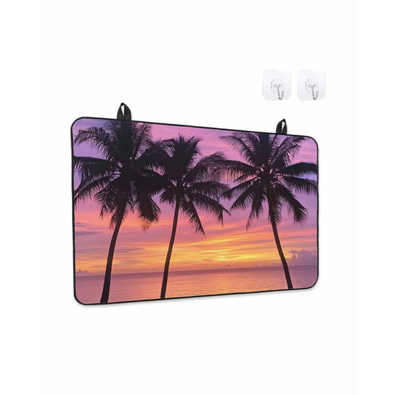 Stove Top Covers for Electric Stove 24x21 Inches, Ocean Sunset Heat Insulation Fireproof Glass Cooktop Protector, Summer Seashore Palm Tree Gradient Sky Countertop Stovetop Cover for Kitchen