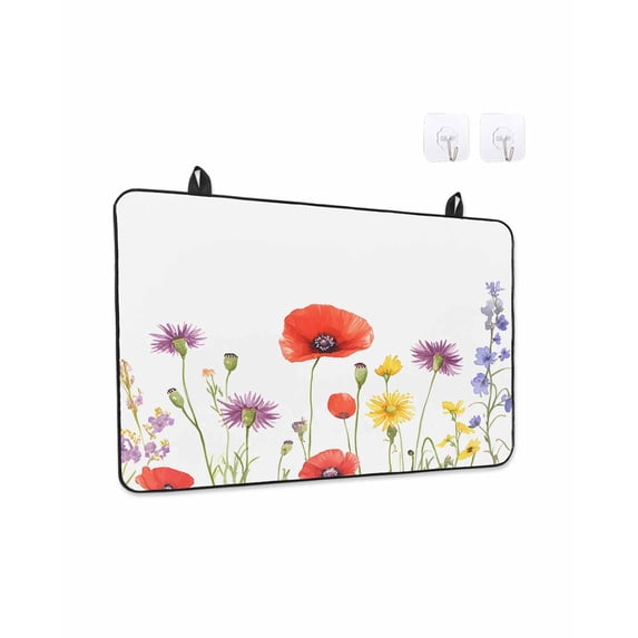 Stove Top Covers for Electric Stove 24x21 Inches, Spring Floral Heat Insulation Fireproof Glass Cooktop Protector, Pastoral Vintage Summer Botanical Multipurpose Countertop Stovetop Cover for Kitchen