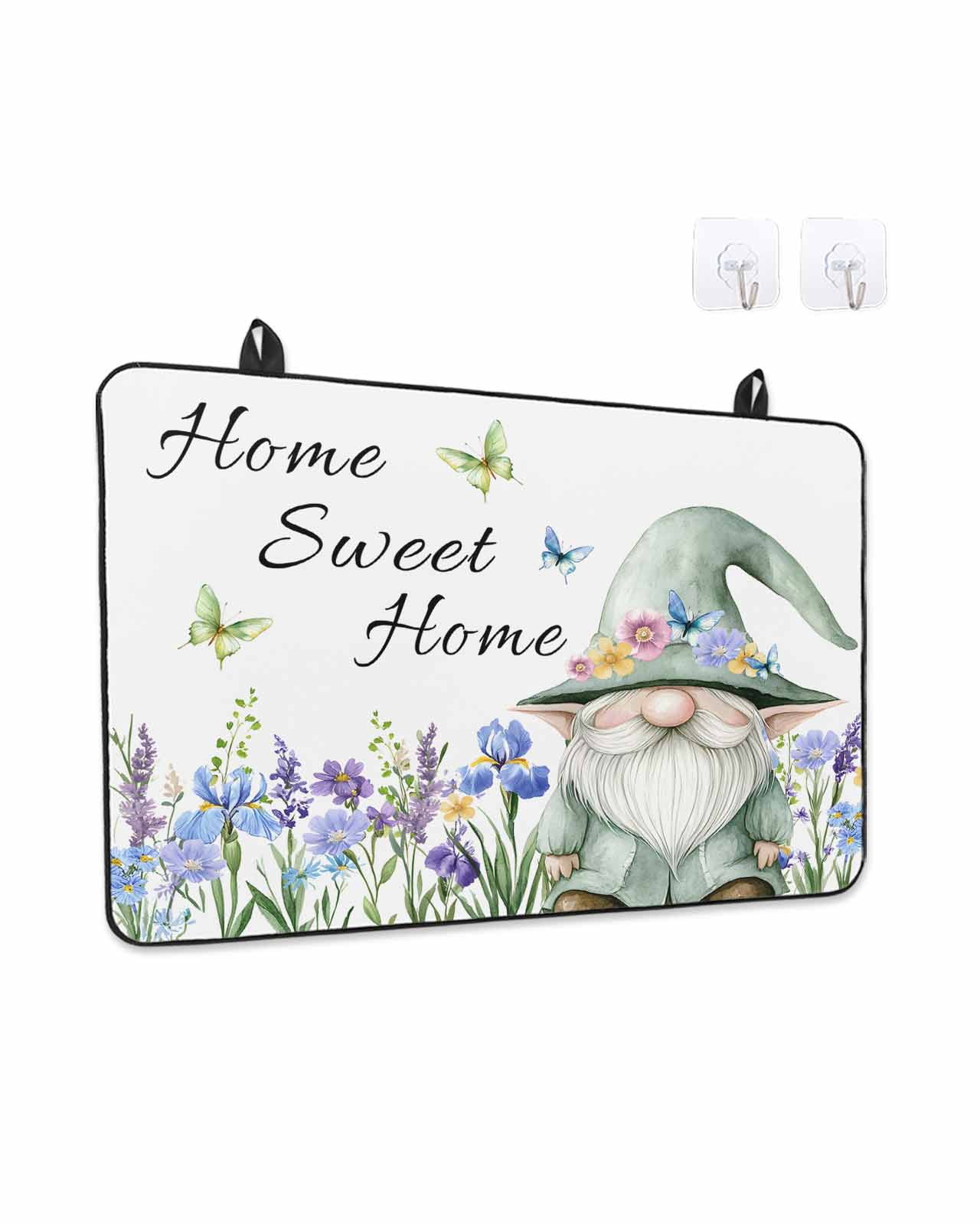 Stove Top Covers for Electric Stove 24x21 Inches, Spring Gnomes Heat Insulation Fireproof Glass Cooktop Protector, Watercolor Botanical Floral Buffalo Plaid Countertop Stovetop Cover for Kitchen