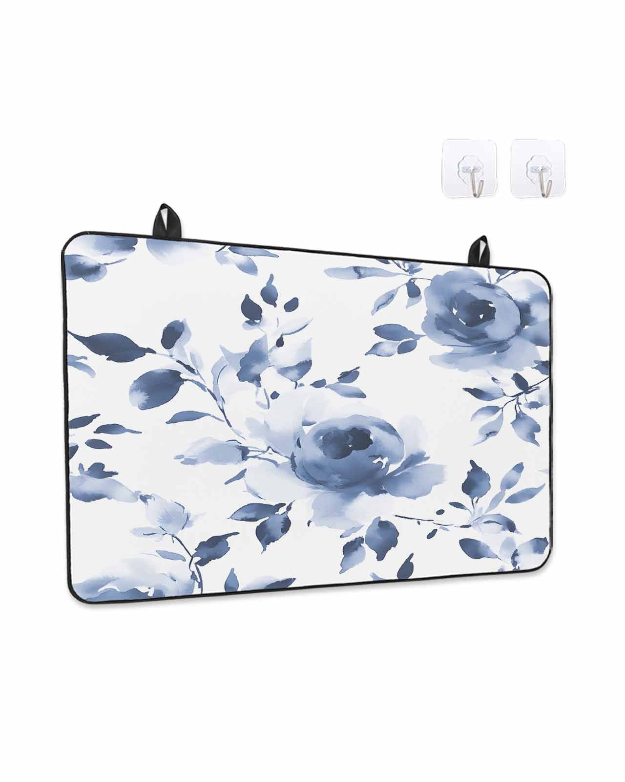 Stove Top Covers for Electric Stove 28.5x20.5 Inches, Blue Spring Floral Heat Insulation Fireproof Glass Cooktop Protector, Summer Elegant Country Botanical Countertop Stovetop Cover for Kitchen