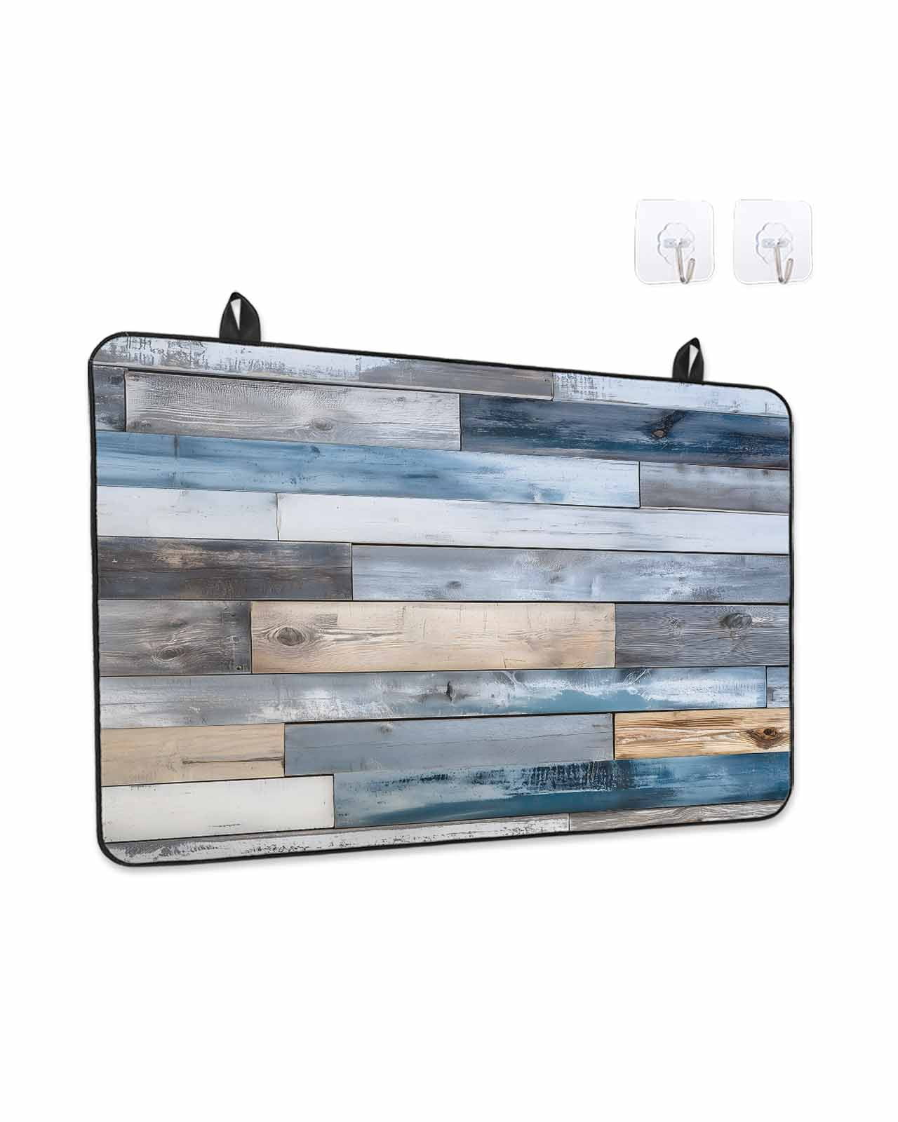 Stove Top Covers for Electric Stove 28.5x20.5 Inches, Blue Wooden Grain Heat Insulation Fireproof Glass Cooktop Protector, Farmhouse Country Abstract Art Countertop Stovetop Cover for Kitchen