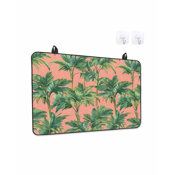 Stove Top Covers for Electric Stove 28.5x20.5 Inches, Palm Tree Tropical Heat Insulation Fireproof Glass Cooktop Protector, Pink Summer Botanical Leaves Countertop Stovetop Cover for Kitchen