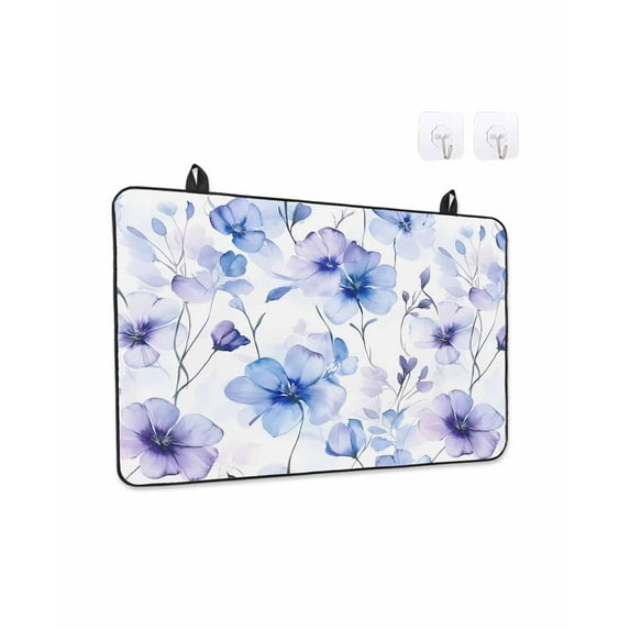 Stove Top Covers for Electric Stove 28.5x20.5 Inches, Purple Blue Spring Floral Heat Insulation Fireproof Glass Cooktop Protector, Summer Flowers Botanical Countertop Stovetop Cover for Kitchen