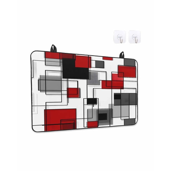 Stove Top Covers for Electric Stove 28.5x20.5 Inches, Red Grey Geometric Heat Insulation Fireproof Glass Cooktop Protector, Irregular Abstract Art Modern Countertop Stovetop Cover for Kitchen