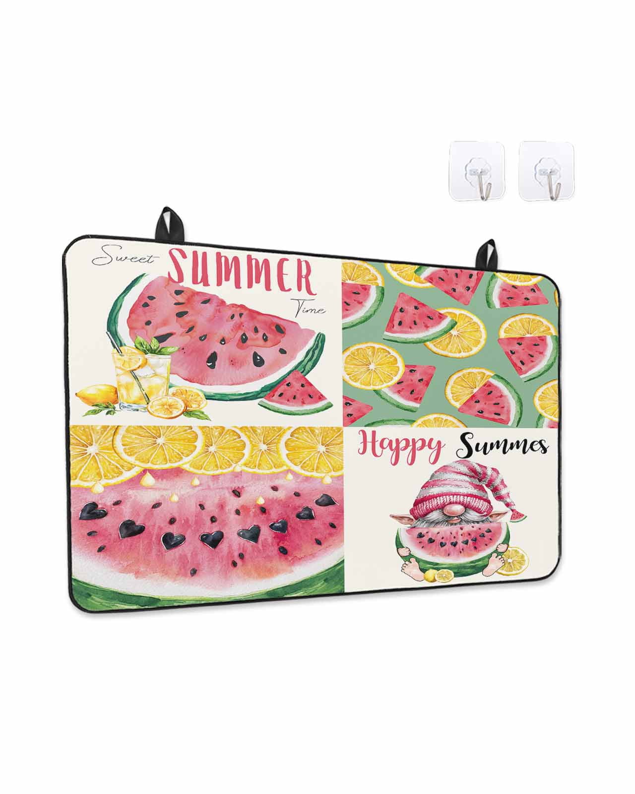 Stove Top Covers for Electric Stove 28.5x20.5 Inches, Red Watermelon Heat Insulation Fireproof Glass Cooktop Protector, Summer Yellow Lemon Gnome Pastoral Countertop Stovetop Cover for Kitchen