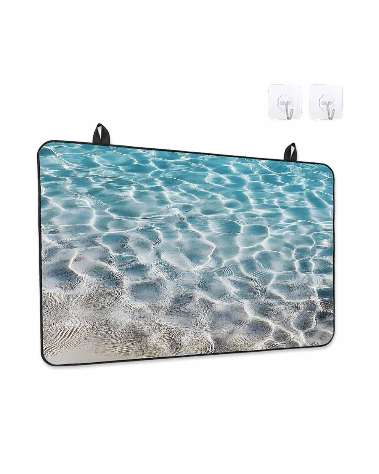 Stove Top Covers for Electric Stove 28.5x20.5 Inches, Summer Ocean Heat Insulation Fireproof Glass Cooktop Protector, Blue Water Ripple Farmhouse Texture Countertop Stovetop Cover for Kitchen