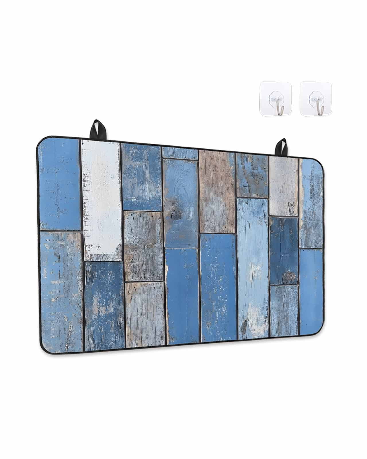 Stove Top Covers for Electric Stove 31x24 Inches, Vintage Blue Wooden Heat Insulation Fireproof Glass Cooktop Protector, Farmhouse Wood Grain Multipurpose Countertop Stovetop Cover for Kitchen