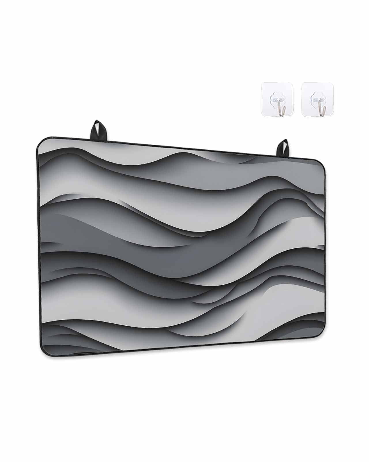 Stove Top Covers for Electric Stove 36x21 Inches, Black Grey Ombre Heat Insulation Fireproof Glass Cooktop Protector, Modern Moire Aesthetics Geometric Abstract Countertop Stovetop Cover for Kitchen