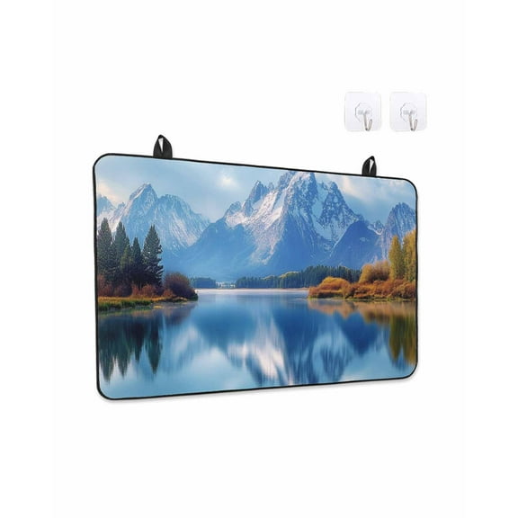 Stove Top Covers for Electric Stove 36x21 Inches, Blue Mountain Heat Insulation Fireproof Glass Cooktop Protector, Modern Art Farmhouse Forest Multipurpose Countertop Stovetop Cover for Kitchen