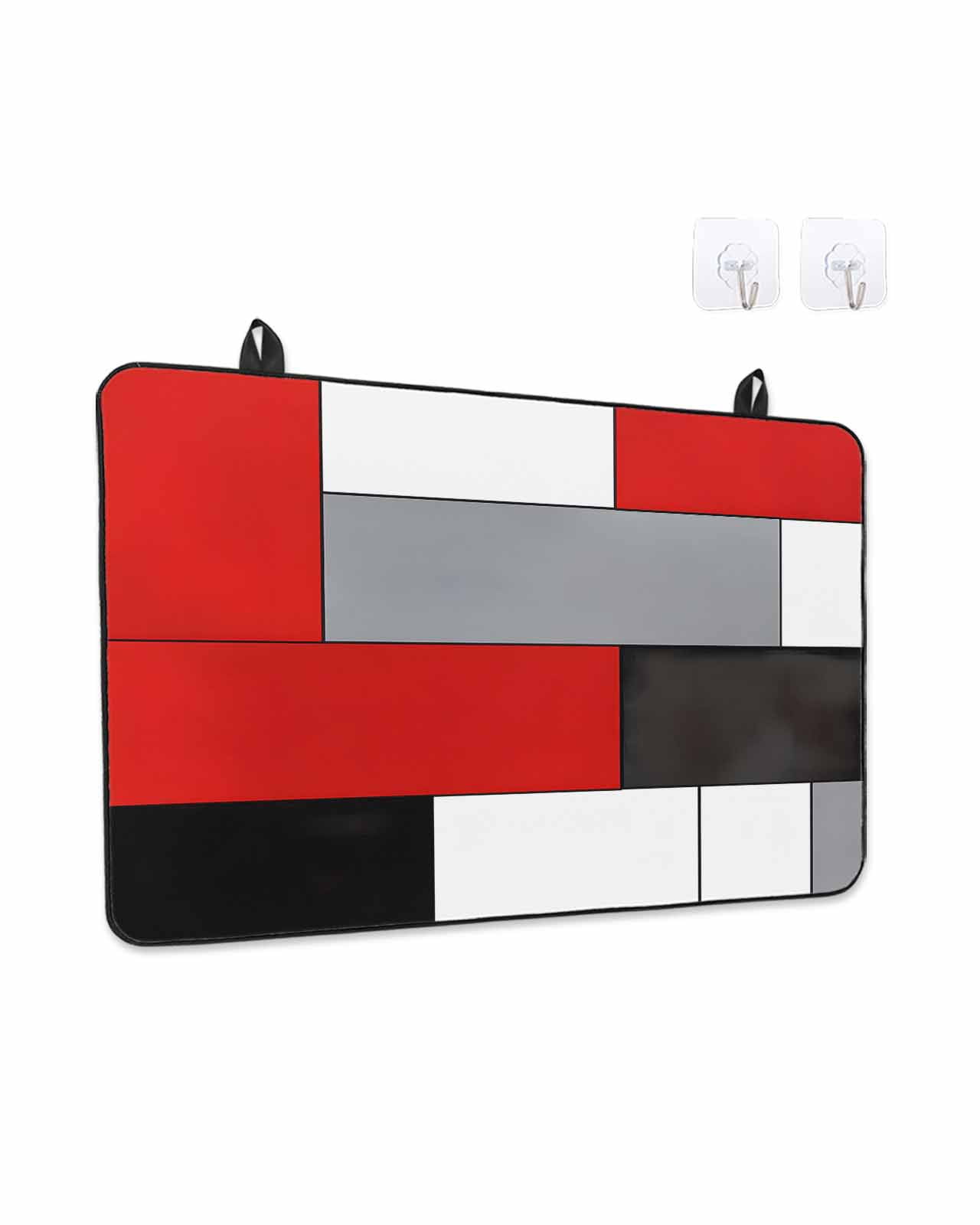 Stove Top Covers for Electric Stove 36x21 Inches, Red Black Grey Heat Insulation Fireproof Glass Cooktop Protector, Modern Irregular Geometric Abstract Countertop Stovetop Cover for Kitchen
