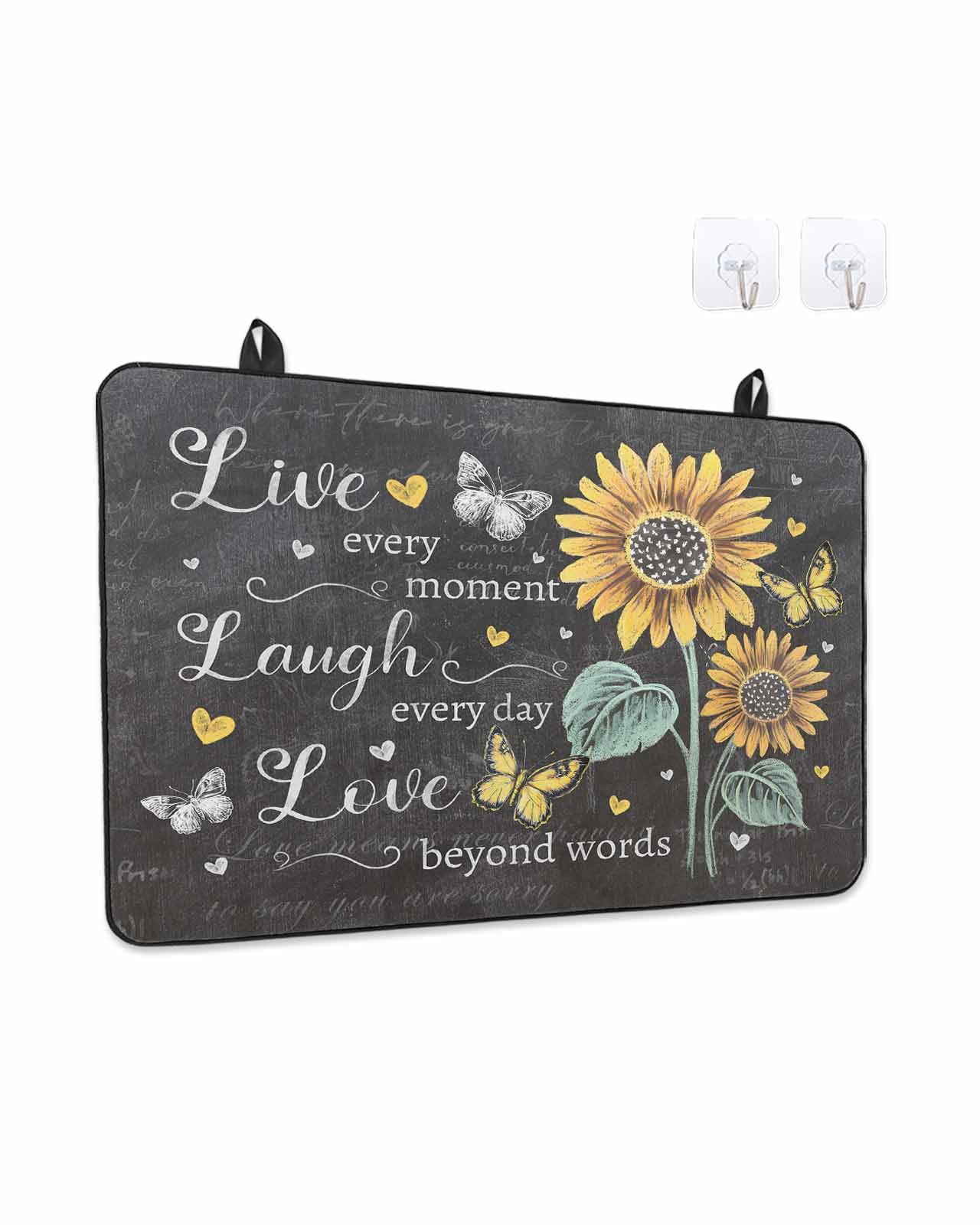 Stove Top Covers for Electric Stove 36x21 Inches, Retro Sunflower Heat Insulation Fireproof Glass Cooktop Protector, Spring Summer Farmhouse Floral Butterfly Countertop Stovetop Cover for Kitchen