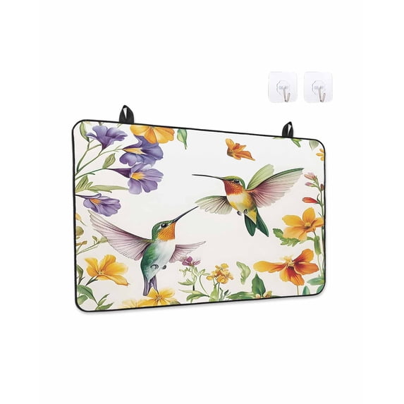 Stove Top Covers for Electric Stove 36x21 Inches, Spring Floral Heat Insulation Fireproof Glass Cooktop Protector, Summer Botanical Flowers Birds Colorful Countertop Stovetop Cover for Kitchen