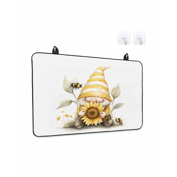Stove Top Covers for Electric Stove 36x21 Inches, Yellow Gnomes Heat Insulation Fireproof Glass Cooktop Protector, Sunflower Bee Vintage Abstract Artwork Countertop Stovetop Cover for Kitchen