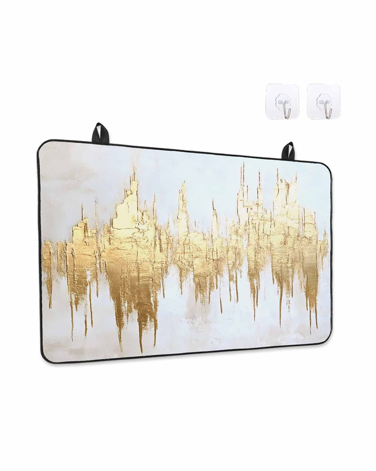 Stove Top Covers for Electric Stove, Abstract Gold Glass Stovetop Cover Protector, Modern Minimalist Art White Gray Ripple Induction Cooktop Protector Oven Mat for Kitchen Countertop 24"x21"
