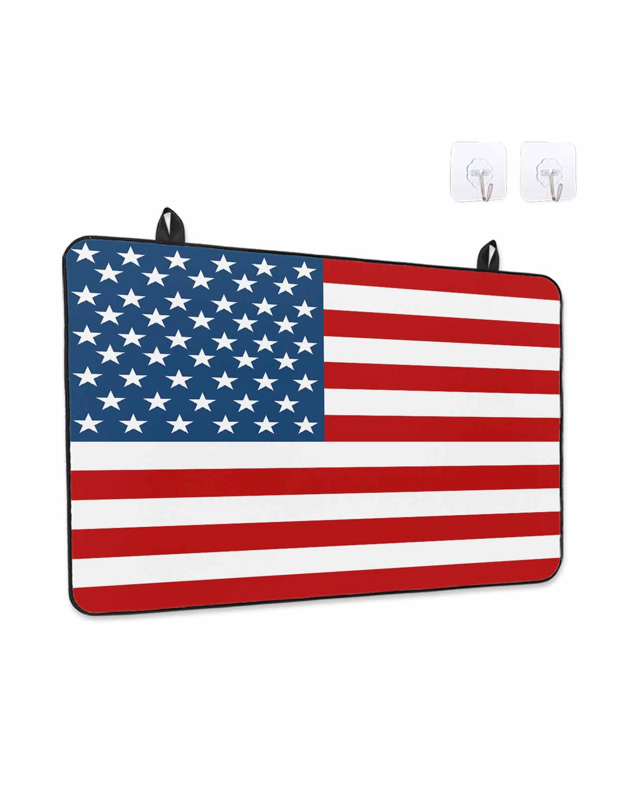 Stove Top Covers for Electric Stove, American Flag Glass Stovetop Cover Protector, Blue Red USA Flag Induction Cooktop Protector Oven Mat for Kitchen Countertop 24"x21"