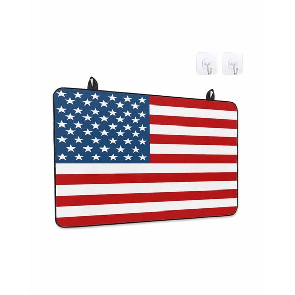 Stove Top Covers for Electric Stove, American Flag Glass Stovetop Cover Protector, Blue Red USA Flag Induction Cooktop Protector Oven Mat for Kitchen Countertop 24"x21"