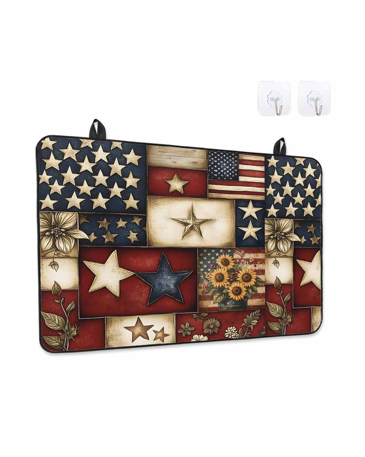Stove Top Covers for Electric Stove, American Flag Glass Stovetop Cover Protector, Texas Star Farmhouse Sunflowers Blue Red Induction Cooktop Protector Oven Mat for Kitchen Countertop 24"x21"