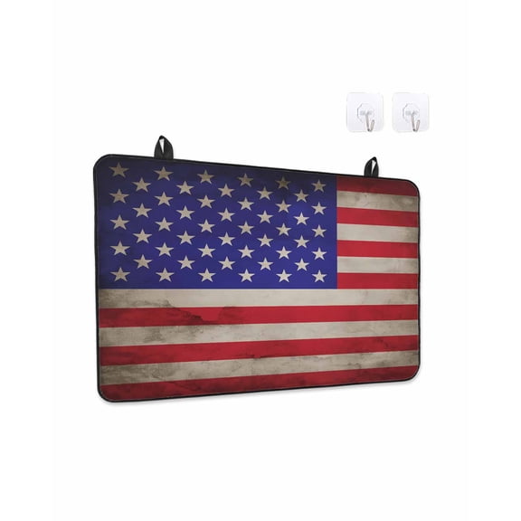 Stove Top Covers for Electric Stove, American Flag Glass Stovetop Cover Protector, USA Flag Retro Induction Cooktop Protector Oven Mat for Kitchen Countertop 31"x24"