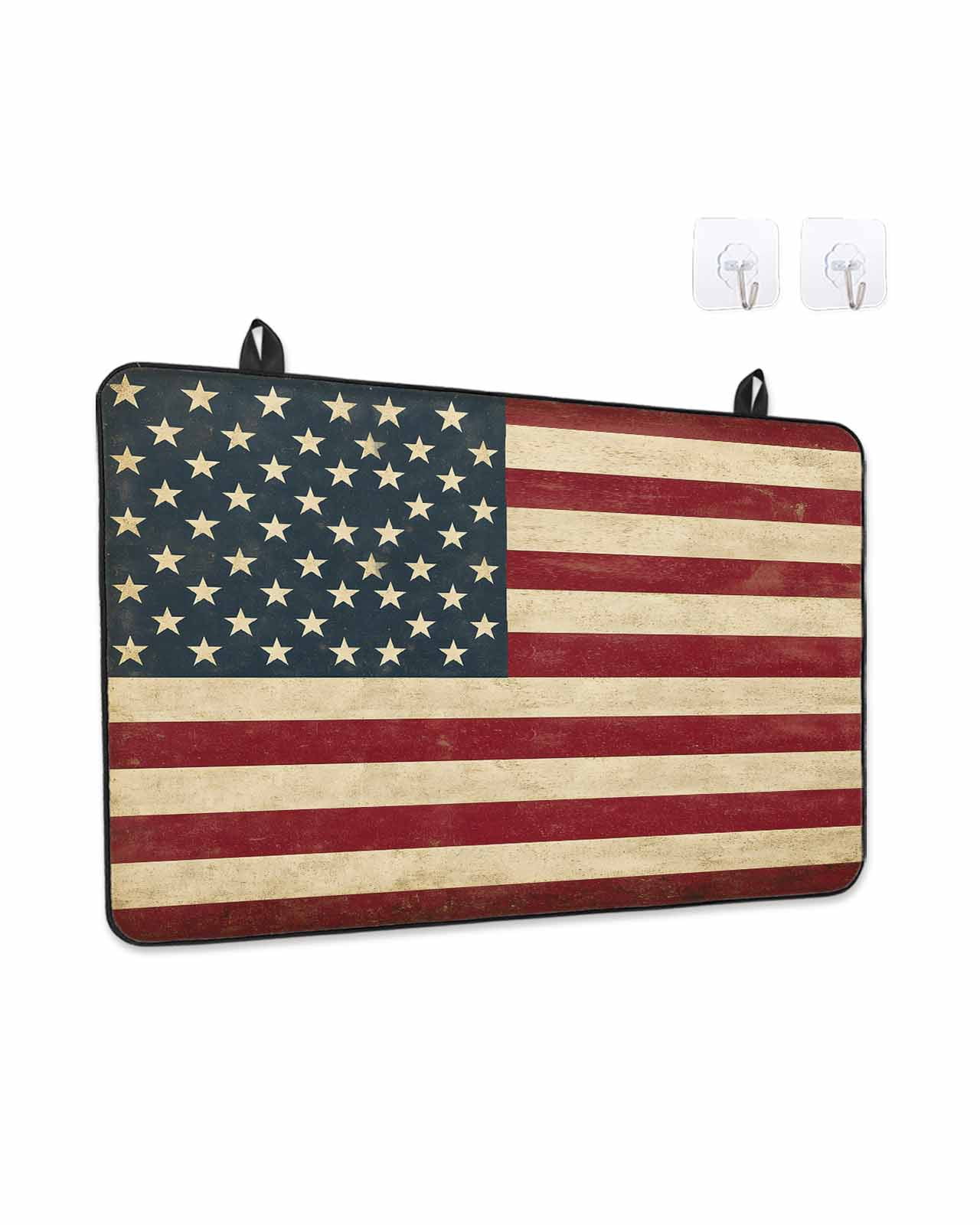 Stove Top Covers for Electric Stove, American Flag Glass Stovetop Cover Protector, Vintage Red BlueUSA Flag Induction Cooktop Protector Oven Mat for Kitchen Countertop 24"x21"