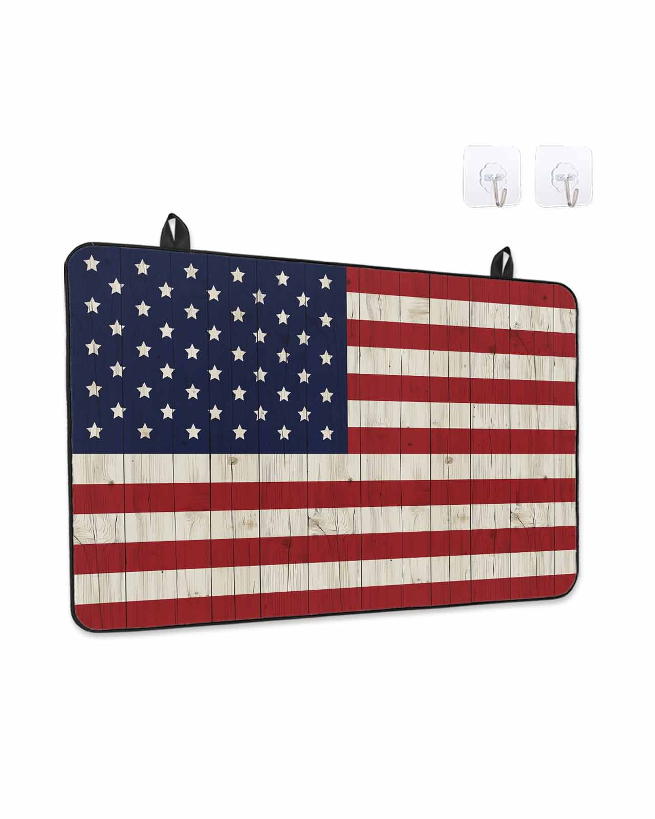 Stove Top Covers for Electric Stove, American Flag Glass Stovetop Cover Protector, Vintage Wooden Star Striped Red Blue Induction Cooktop Protector Oven Mat for Kitchen Countertop 24"x21"