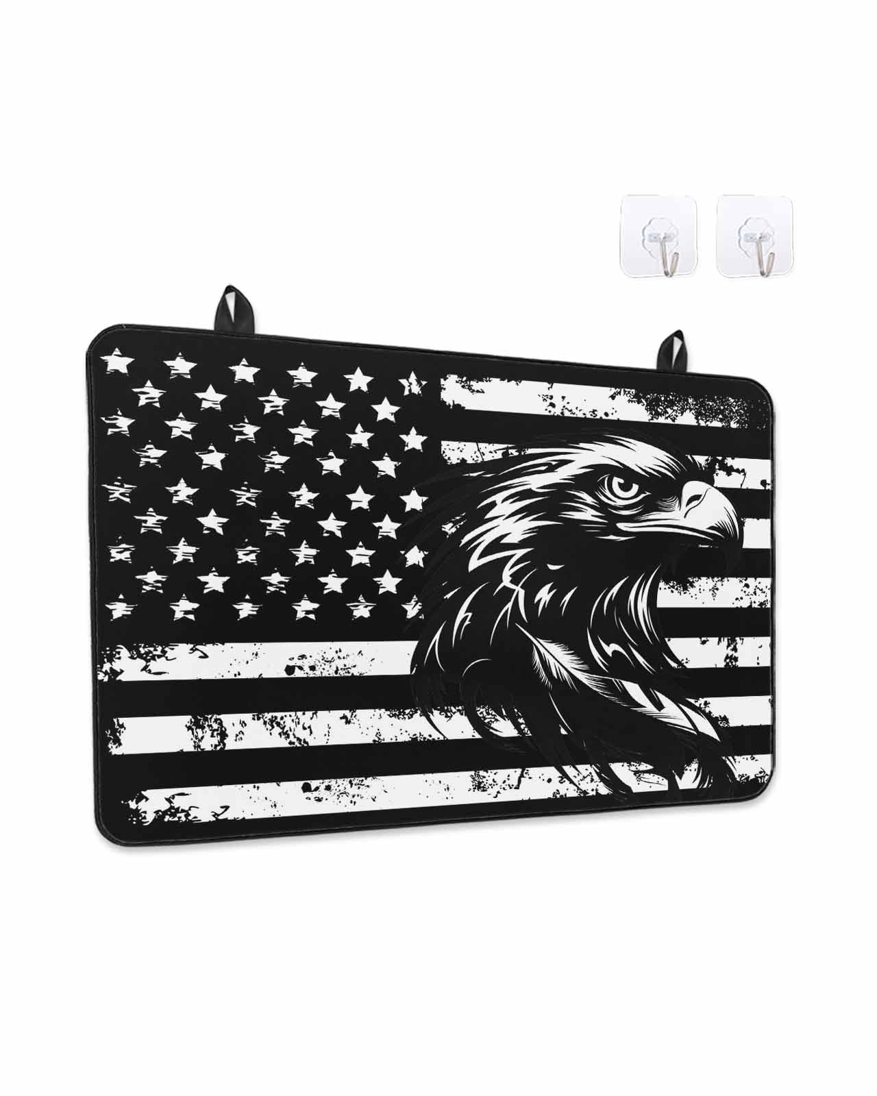 Stove Top Covers for Electric Stove, American Flag Kitchen Glass Ceramic Electric Cooktop Covers 24"x21", Black US Flag Eagle HeatResistant Oven/Countertop/Dishwasher/Sink Protector