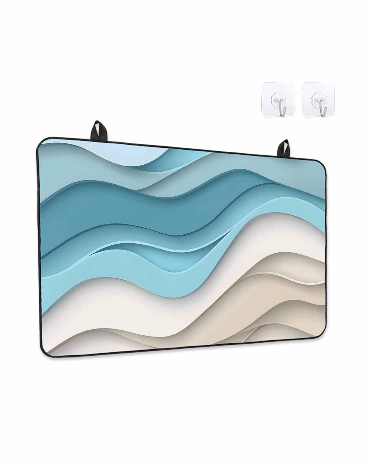 Stove Top Covers for Electric Stove, Aqua Beige Ombre Glass Stovetop Cover Protector, Modern Abstract Moire Art Geometric Induction Cooktop Protector Oven Mat for Kitchen Countertop 24"x21"