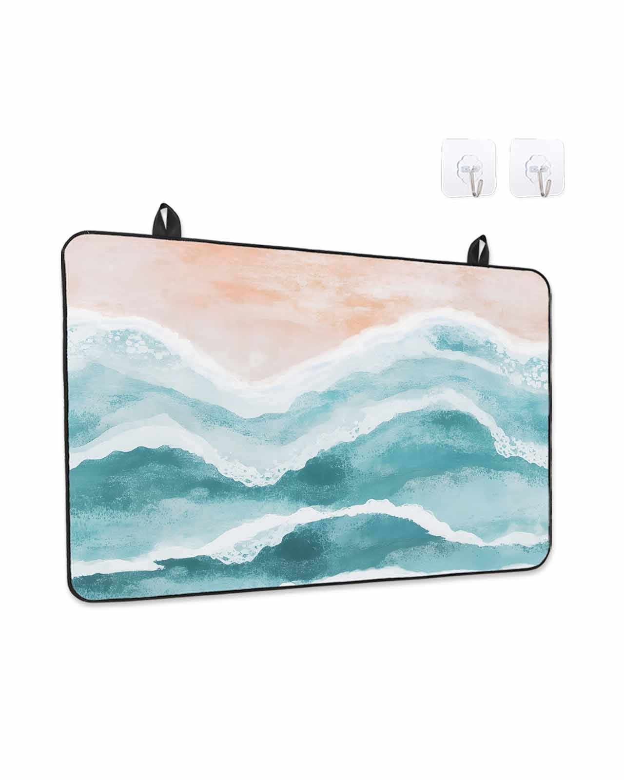 Stove Top Covers for Electric Stove, Aqua Coastal Beach Glass Stovetop Cover Protector, Modern Oil Painting Nautical Induction Cooktop Protector Oven Mat for Kitchen Countertop 28.5"x20.5"