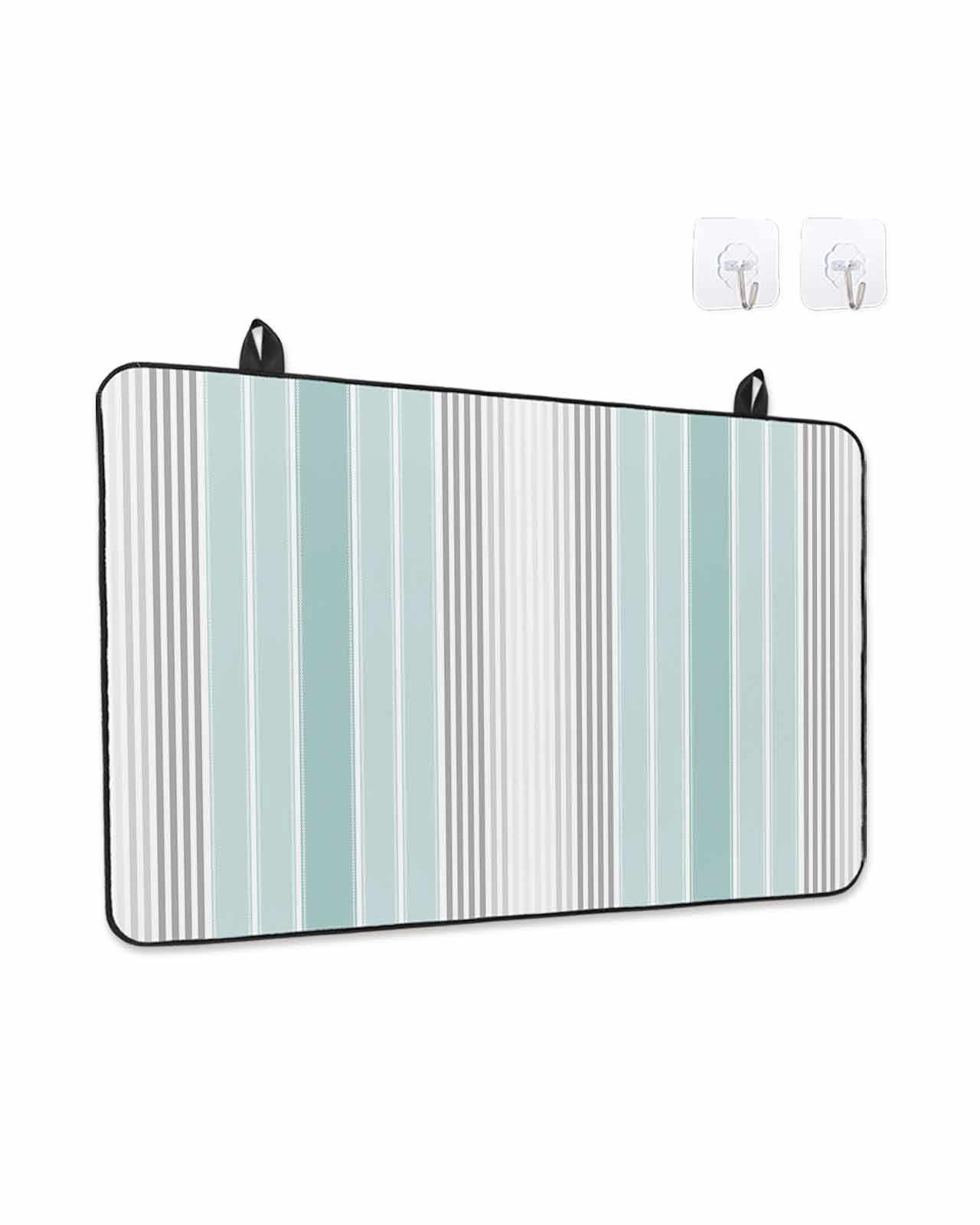 Stove Top Covers for Electric Stove, Aqua Gray Stripes Glass Stovetop Cover Protector, Minimalist Gradient Lines Aesthetic Induction Cooktop Protector Oven Mat for Kitchen Countertop 24"x21"