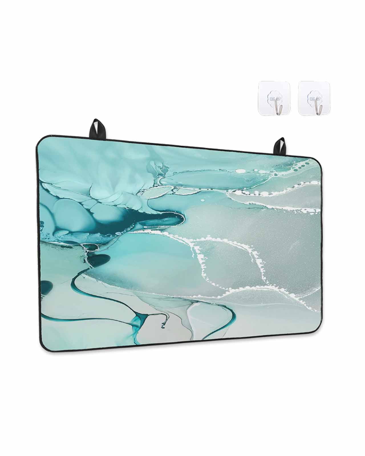 Stove Top Covers for Electric Stove, Aqua Marble Glass Stovetop Cover Protector, Modern Abstract Gradient Water Fluid Art Induction Cooktop Protector Oven Mat for Kitchen Countertop 28.5"x20.5"