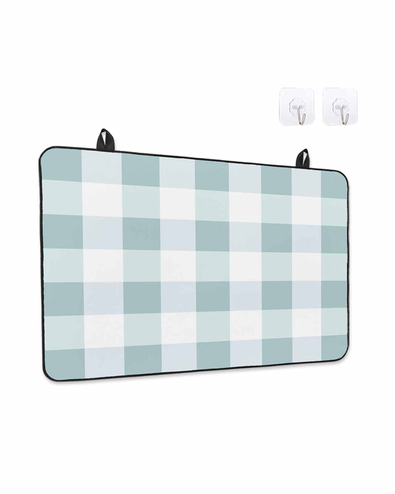 Stove Top Covers for Electric Stove, Aqua Plaid Glass Stovetop Cover Protector, Spring Summer Farmhouse Buffalo Checkered Induction Cooktop Protector Oven Mat for Kitchen Countertop 28.5"x20.5"
