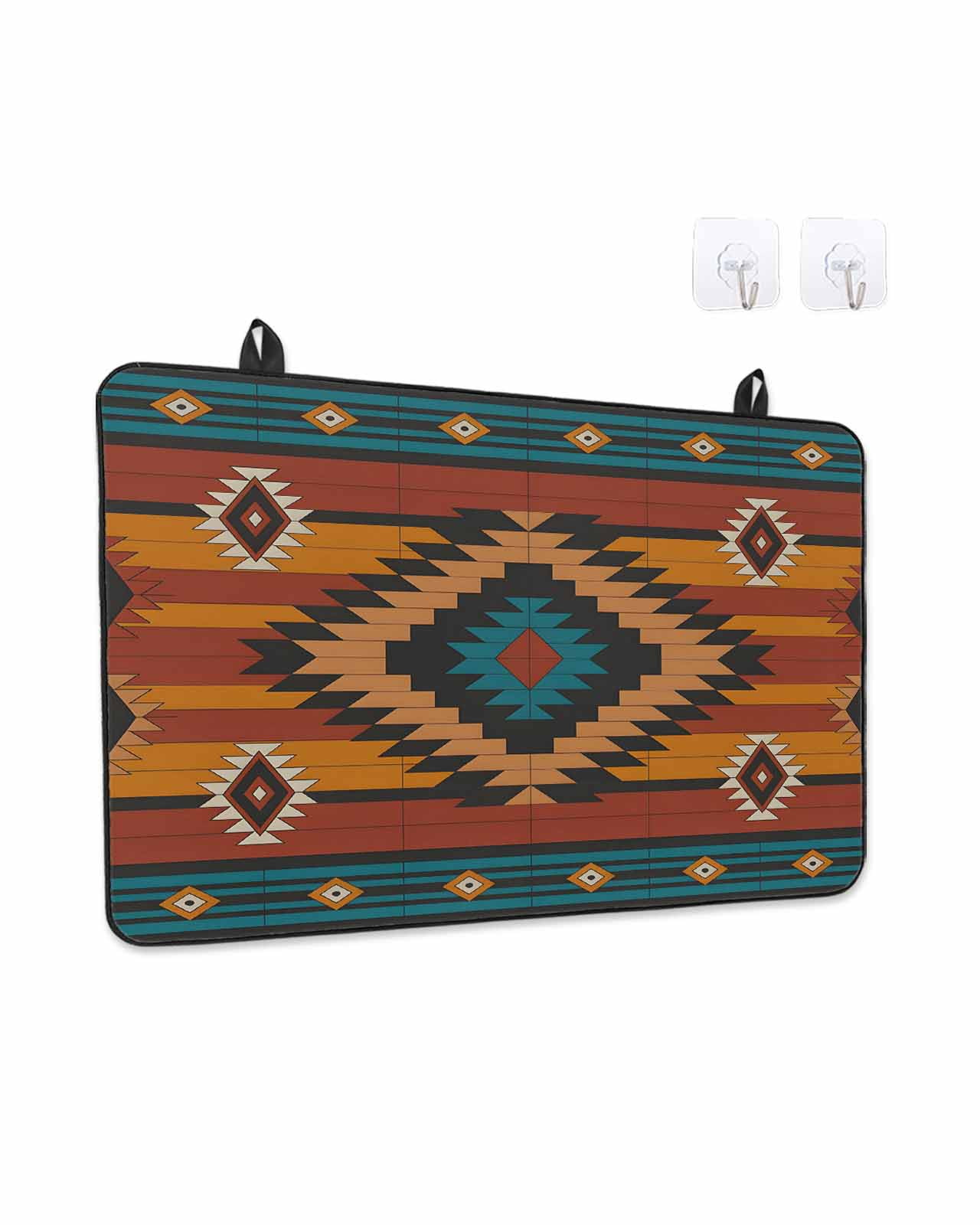 Stove Top Covers for Electric Stove, Aztec Southwest Glass Stovetop Cover Protector, Vintage Geometric Farmhouse Art Induction Cooktop Protector Oven Mat for Kitchen Countertop 24"x21"