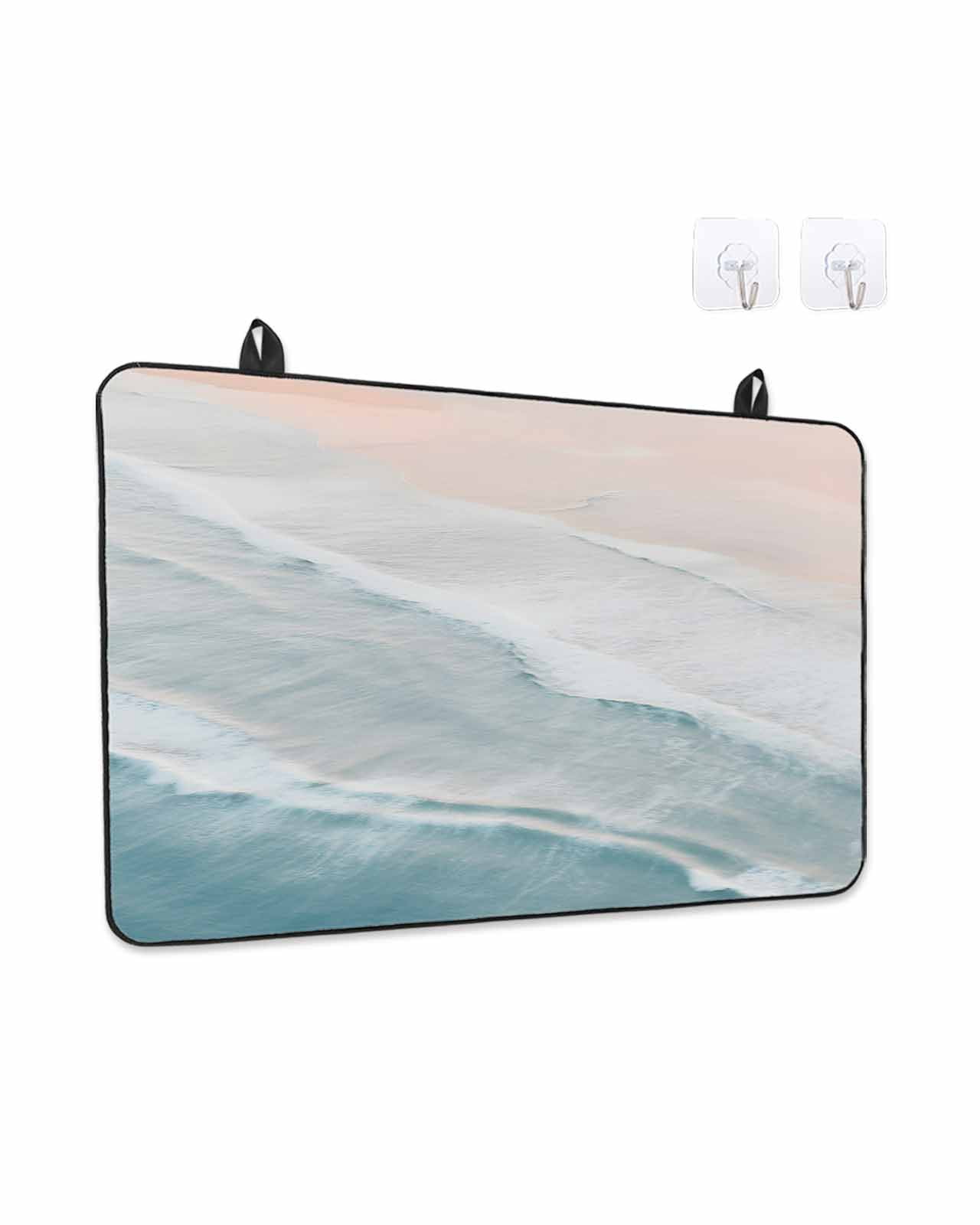 Stove Top Covers for Electric Stove, Beach Coastal Glass Stovetop Cover Protector, Blue Nautical Summer Ocean Seaside Induction Cooktop Protector Oven Mat for Kitchen Countertop 24"x21"