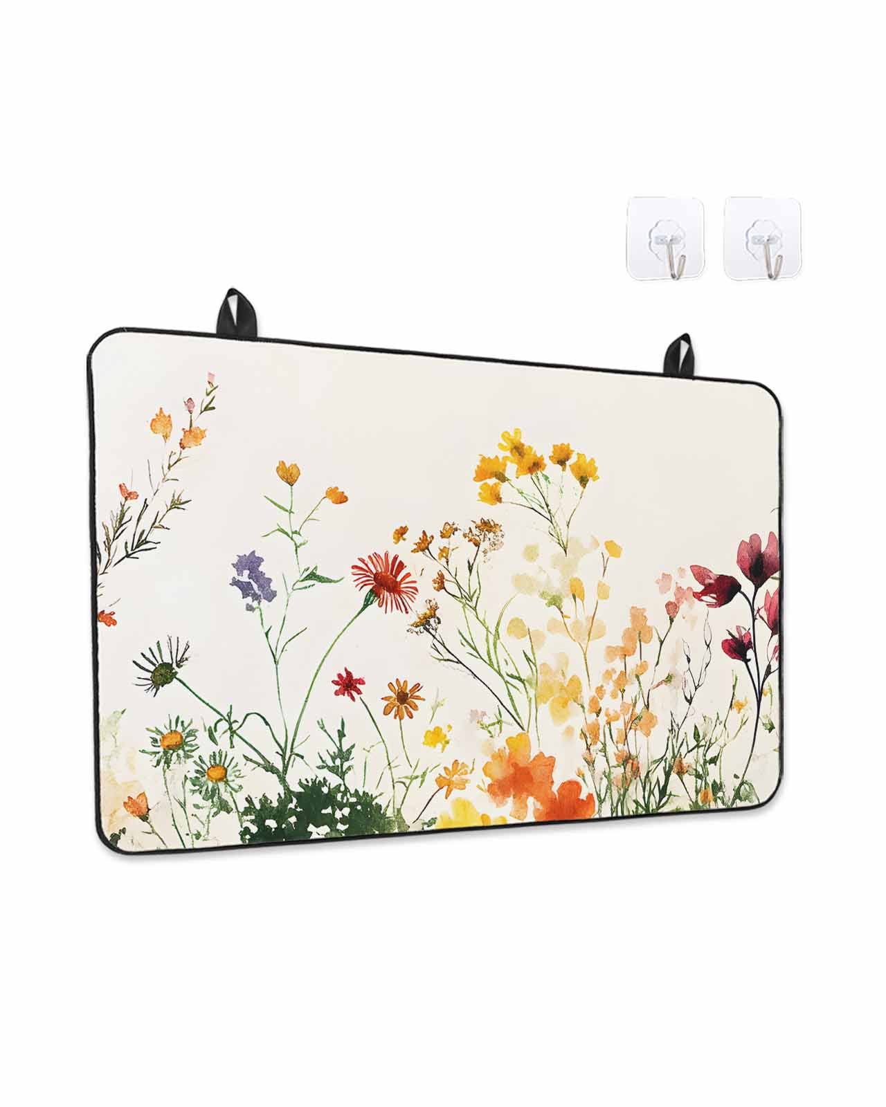 Stove Top Covers for Electric Stove, Beige Floral Spring Glass Stovetop Cover Protector, Vintage Farmhouse Flowers Induction Cooktop Protector Oven Mat for Kitchen Countertop 24"x21"
