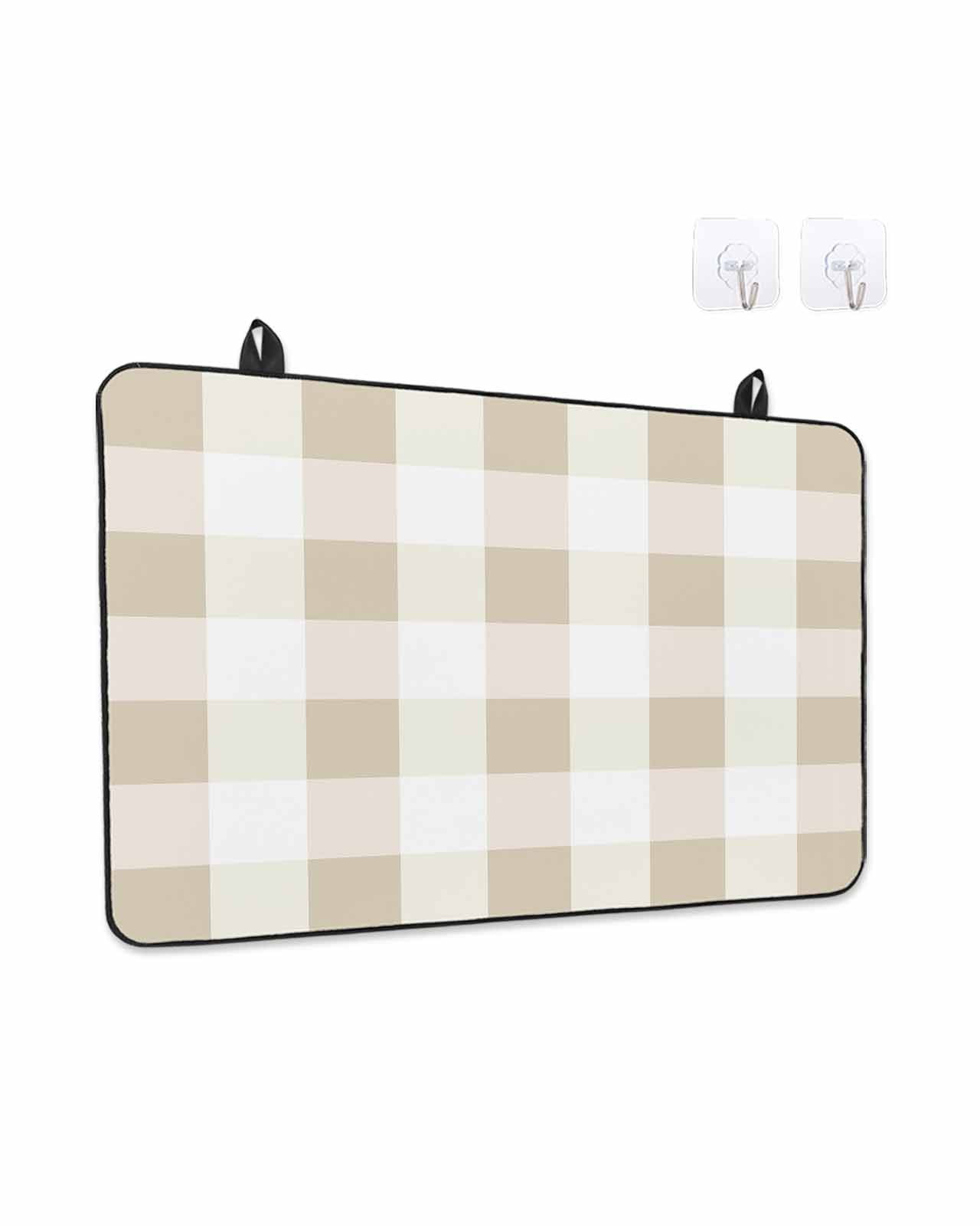 Stove Top Covers for Electric Stove, Beige Plaid Glass Stovetop Cover Protector, Spring Summer Farmhouse Buffalo Checkered Induction Cooktop Protector Oven Mat for Kitchen Countertop 31"x24"