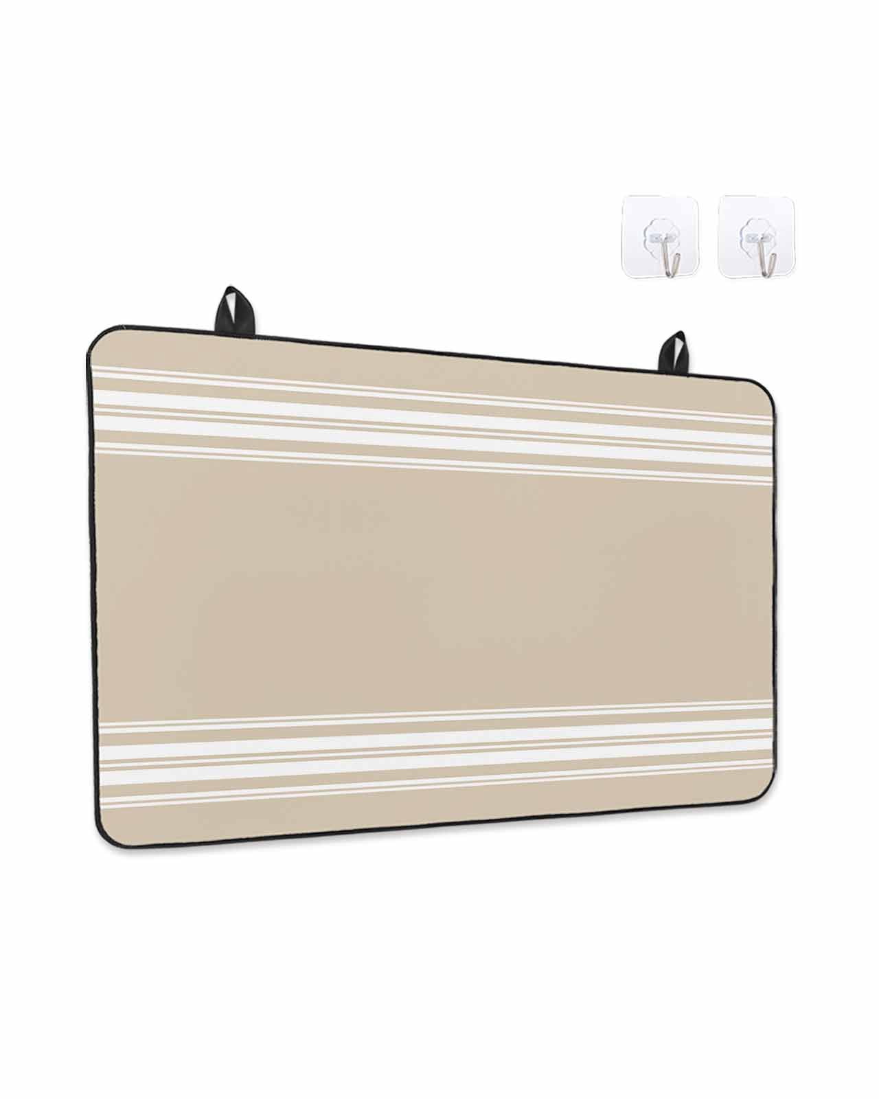 Stove Top Covers for Electric Stove,Beige Striped Glass Stovetop Cover Protector,Farmhouse Luxurious White Stripes Modern Abstract Art Cooktop Protector Oven Mat for Kitchen Countertop 28.5"x20.5"